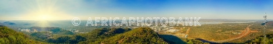 Gaborone city aerial view in top of Kghale hill.