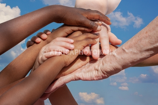 multiracial hands